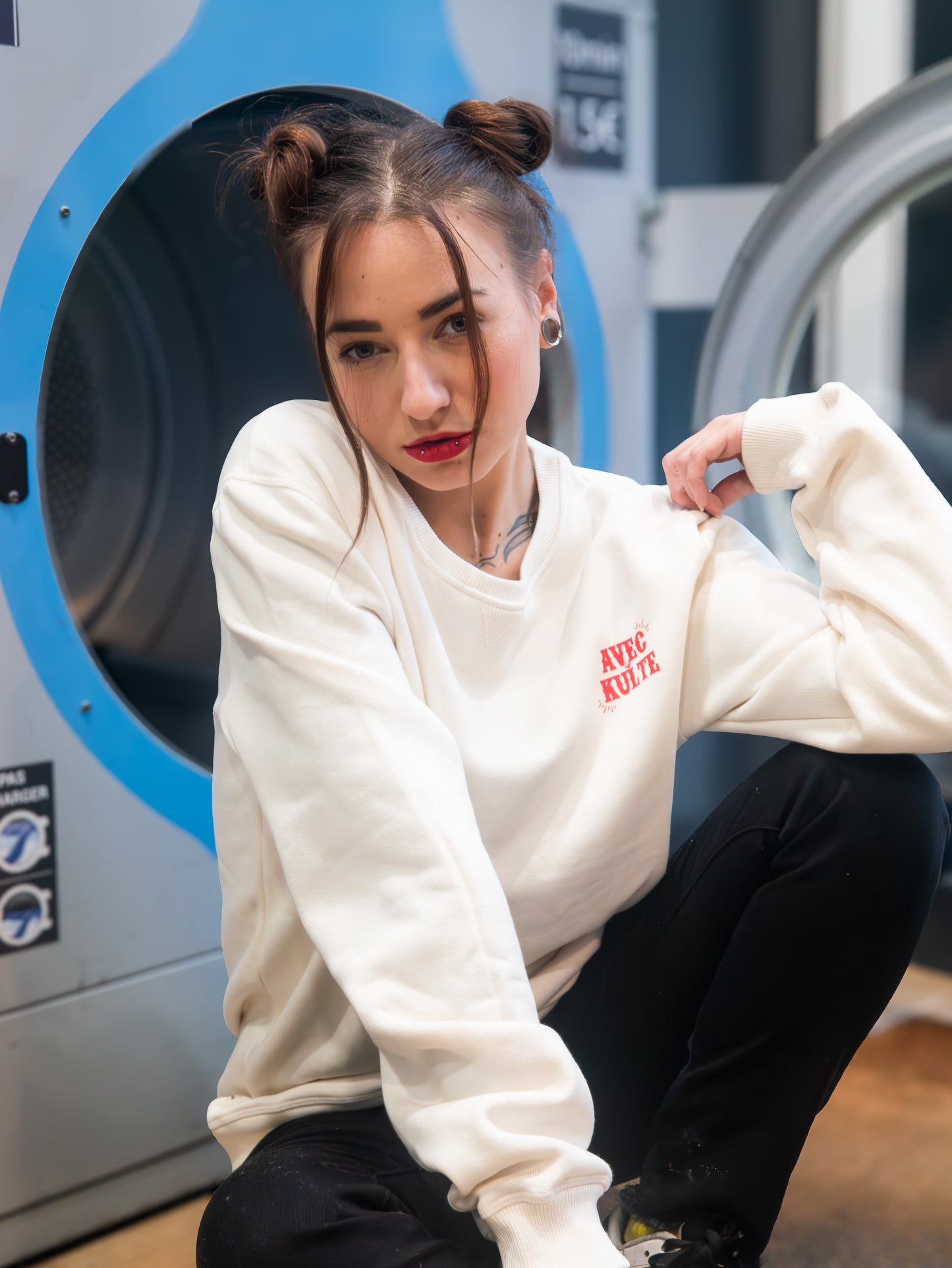 Sweat-shirt AVECXKulte Éclair Off White