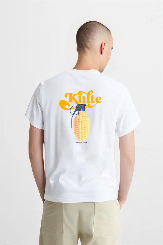 Tee-shirt pop corn white