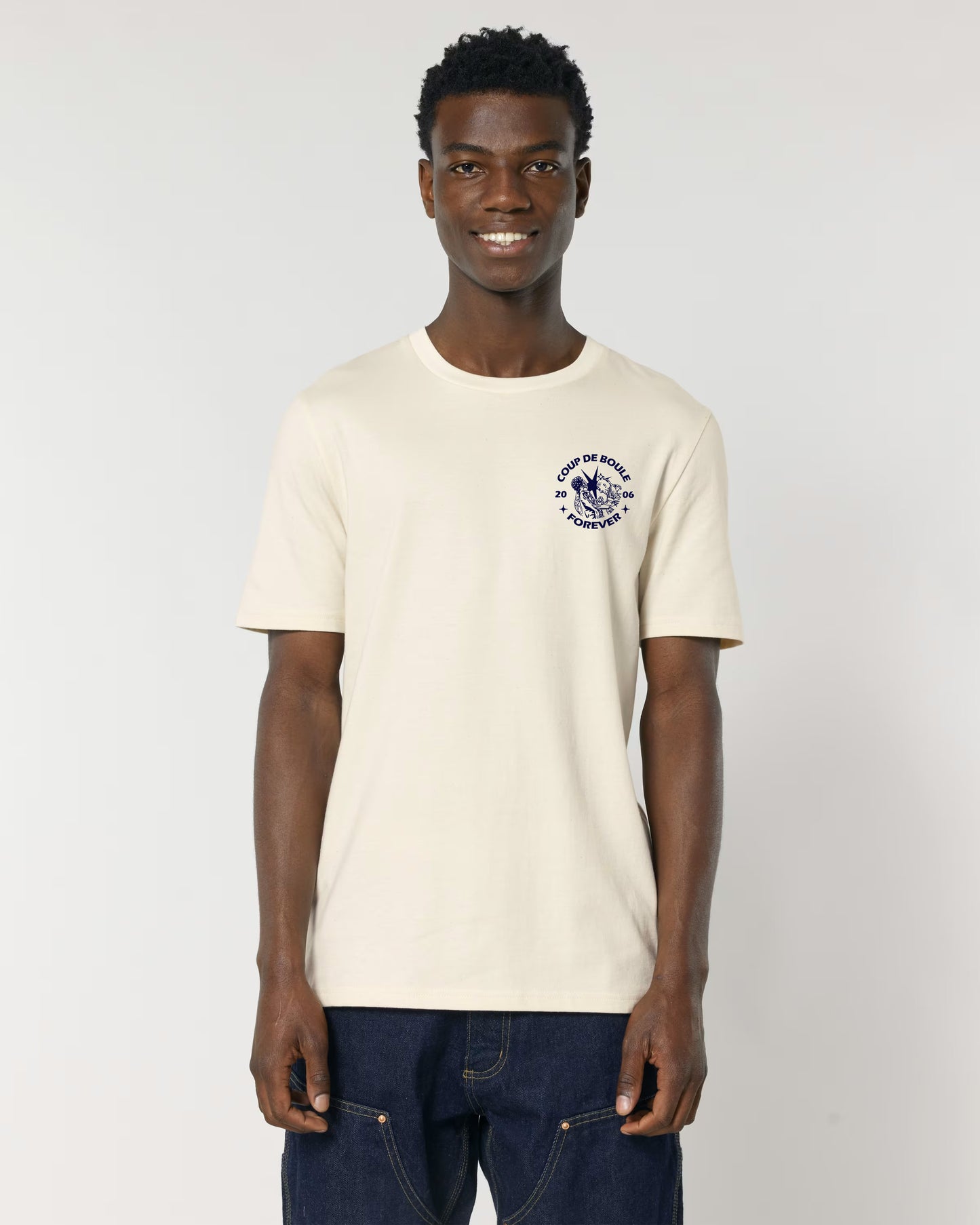 AVEC - T-shirt "COUP DE BOULE" crème