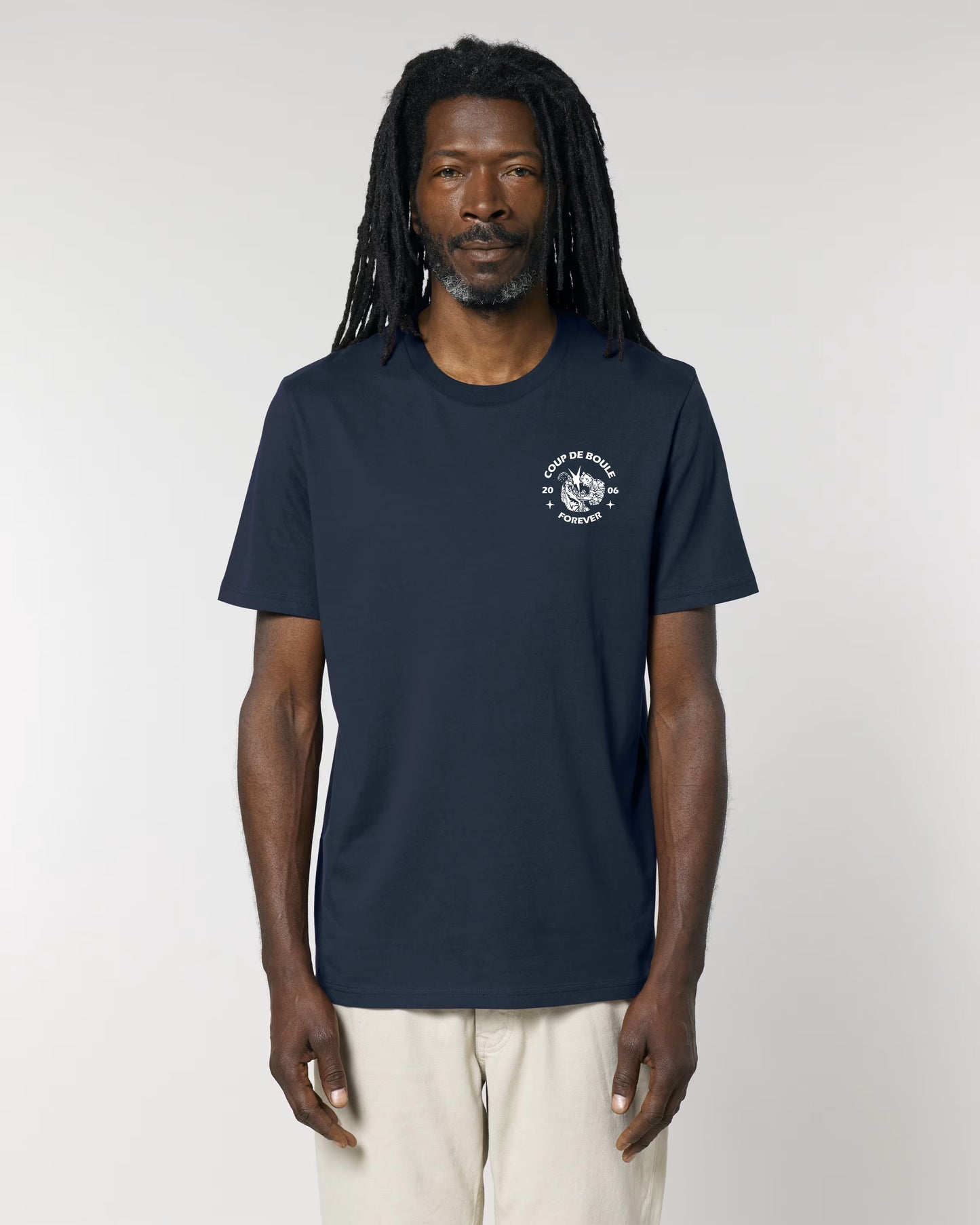 AVEC - T-shirt "COUP DE BOULE" bleu foncé