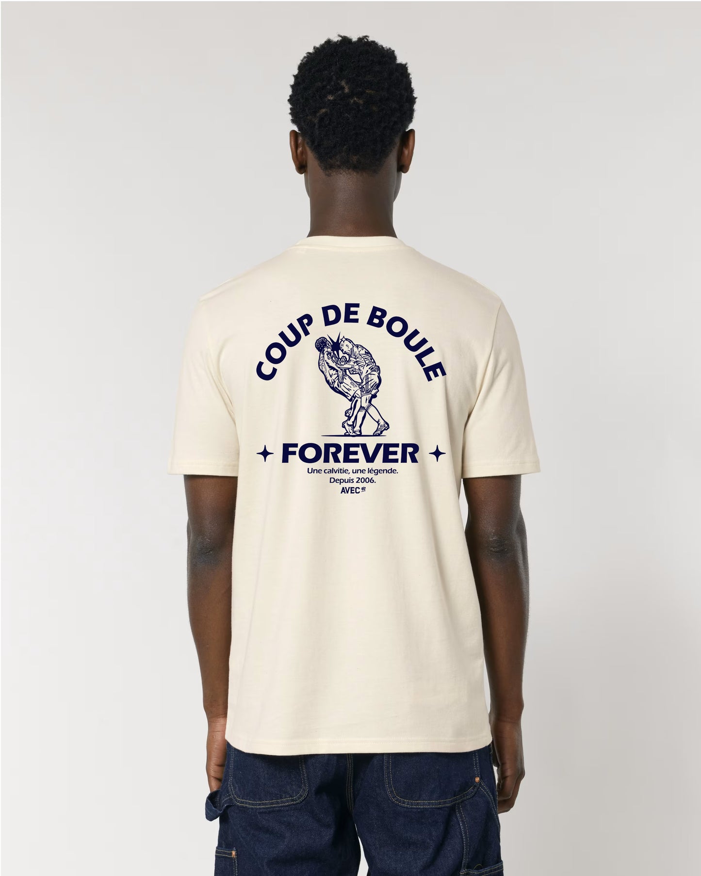 AVEC - T-shirt "COUP DE BOULE" crème
