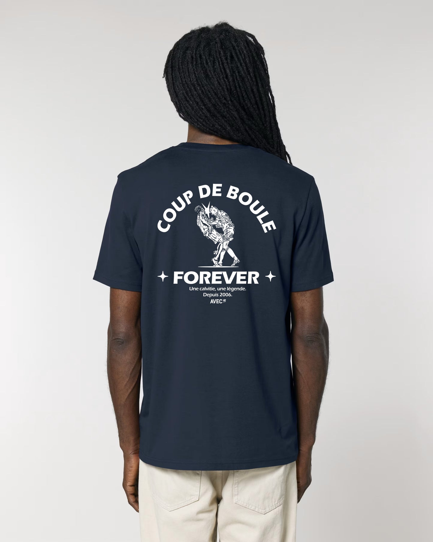 AVEC - T-shirt "COUP DE BOULE" bleu foncé